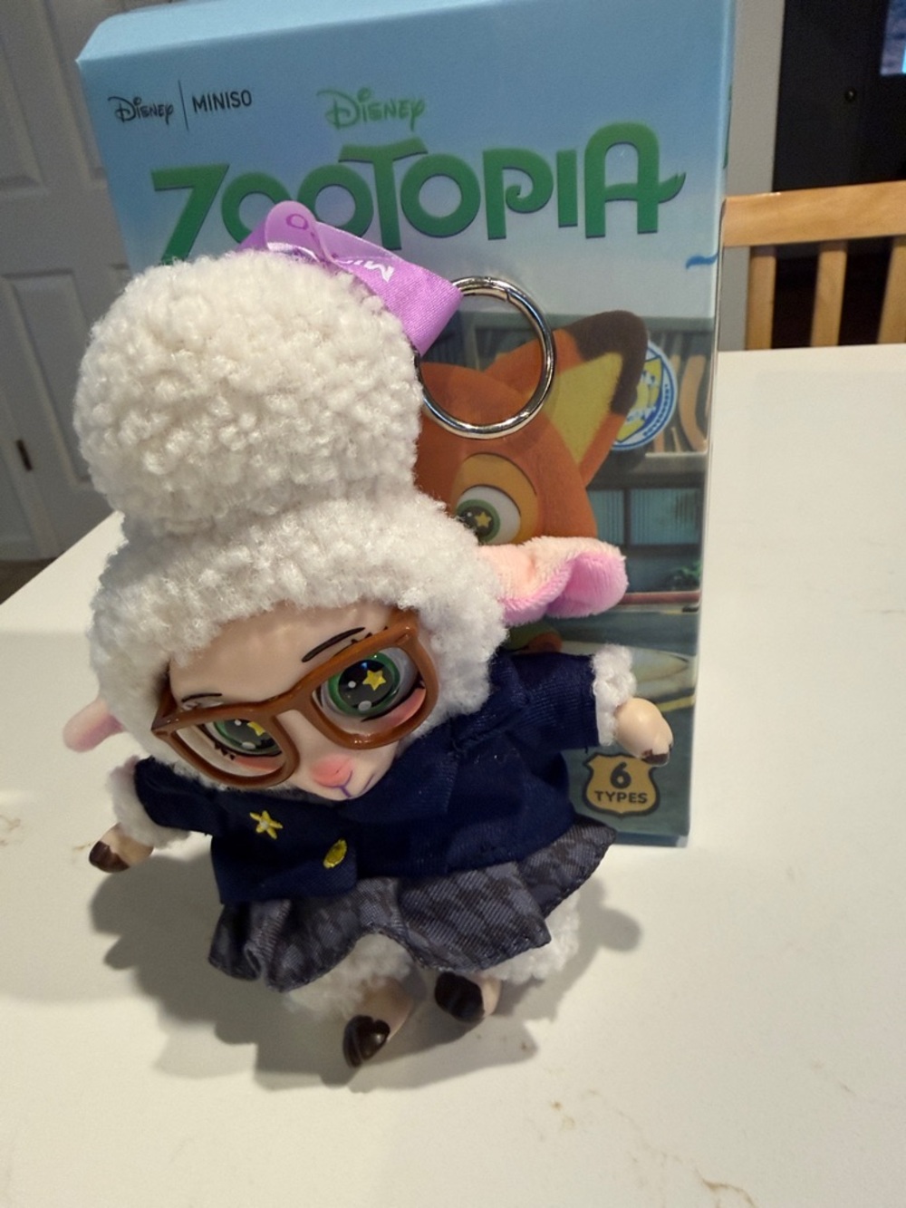 Disney Zootopia Sheep Plush Keychain - White, Pink, Navy